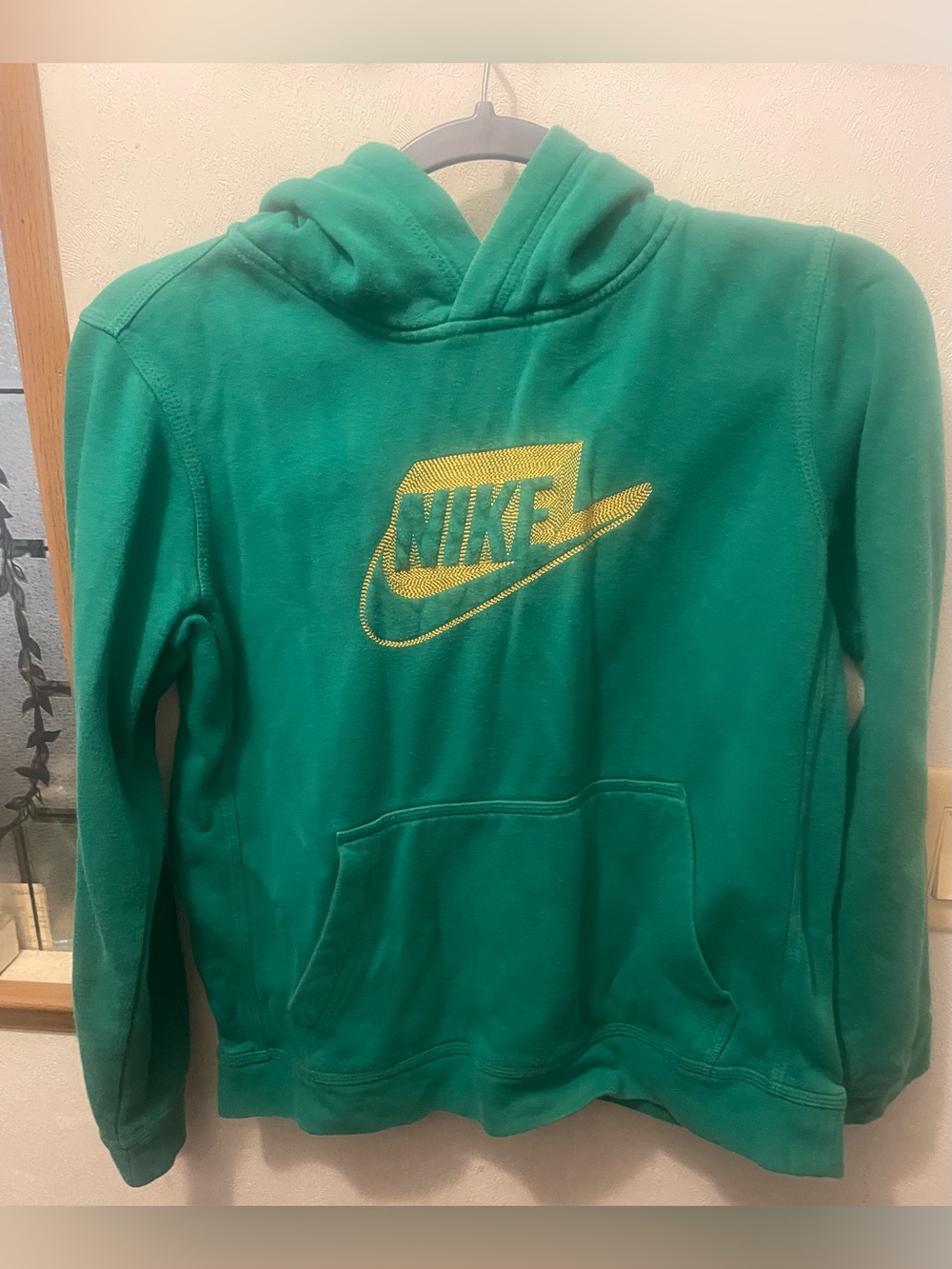 Nike Kids Green Hoodie with Yellow Logo